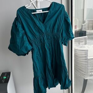 Teal V-Neck Dress Size L